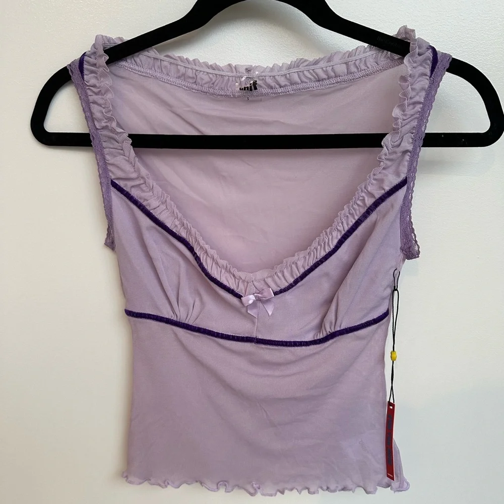 UNIF Lavender Purple Mesh Top - Picture 1 of 6